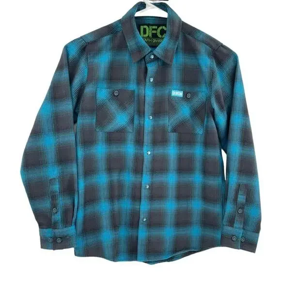 Dixxon Flannel Co Shirt Youth Division Pearl Snap Shadow Plaid Youth Size Medium - Picture 2 of 11